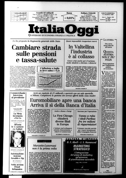 Italia oggi : quotidiano di economia finanza e politica